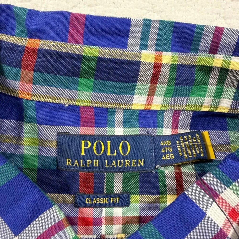 NWT Polo Ralph Lauren Classic Fit Plaid Button Down Shirt‎ Mens 4XB Multi Color